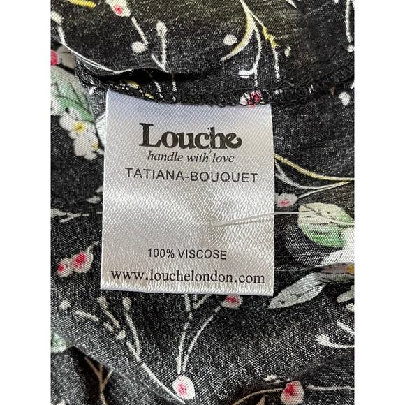 Womens Louche Black Red Floral Long Sleeve Keyhole Back Zipper Blouse US Size 6 - Picture 6 of 7